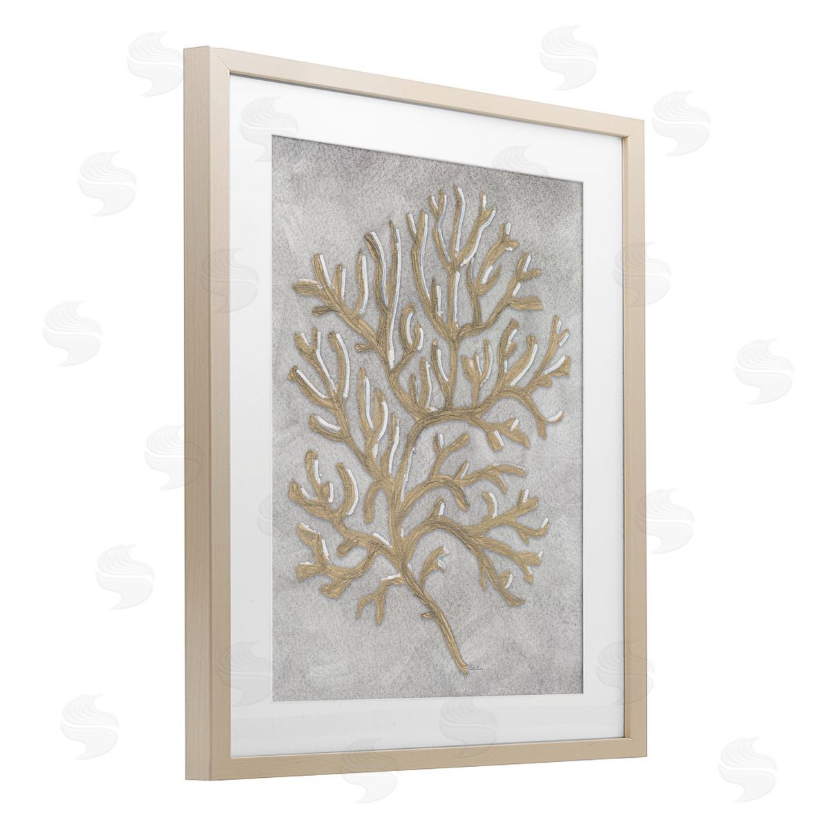 Patti Bishop Grey Coral Drawing Canvas Wall Art Print
