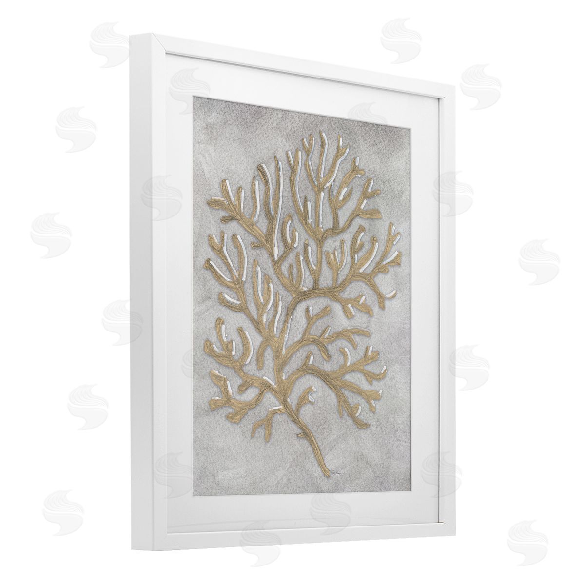 Patti Bishop Grey Coral Drawing Canvas Wall Art Print