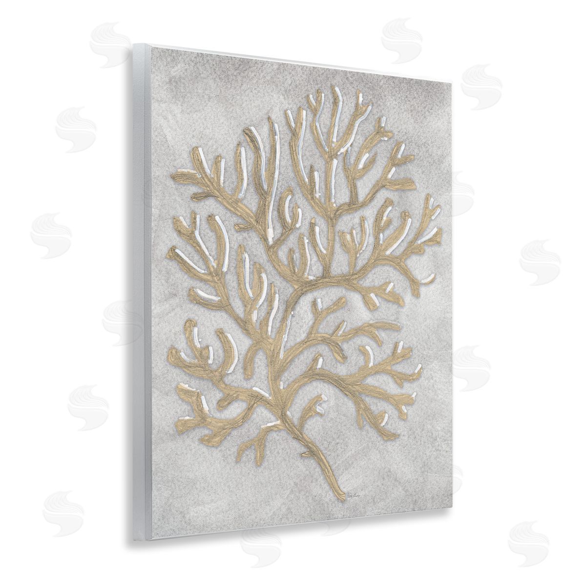 Patti Bishop Grey Coral Drawing Canvas Wall Art Print