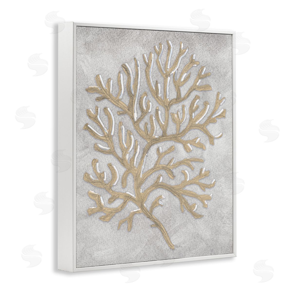 Patti Bishop Grey Coral Drawing Canvas Wall Art Print