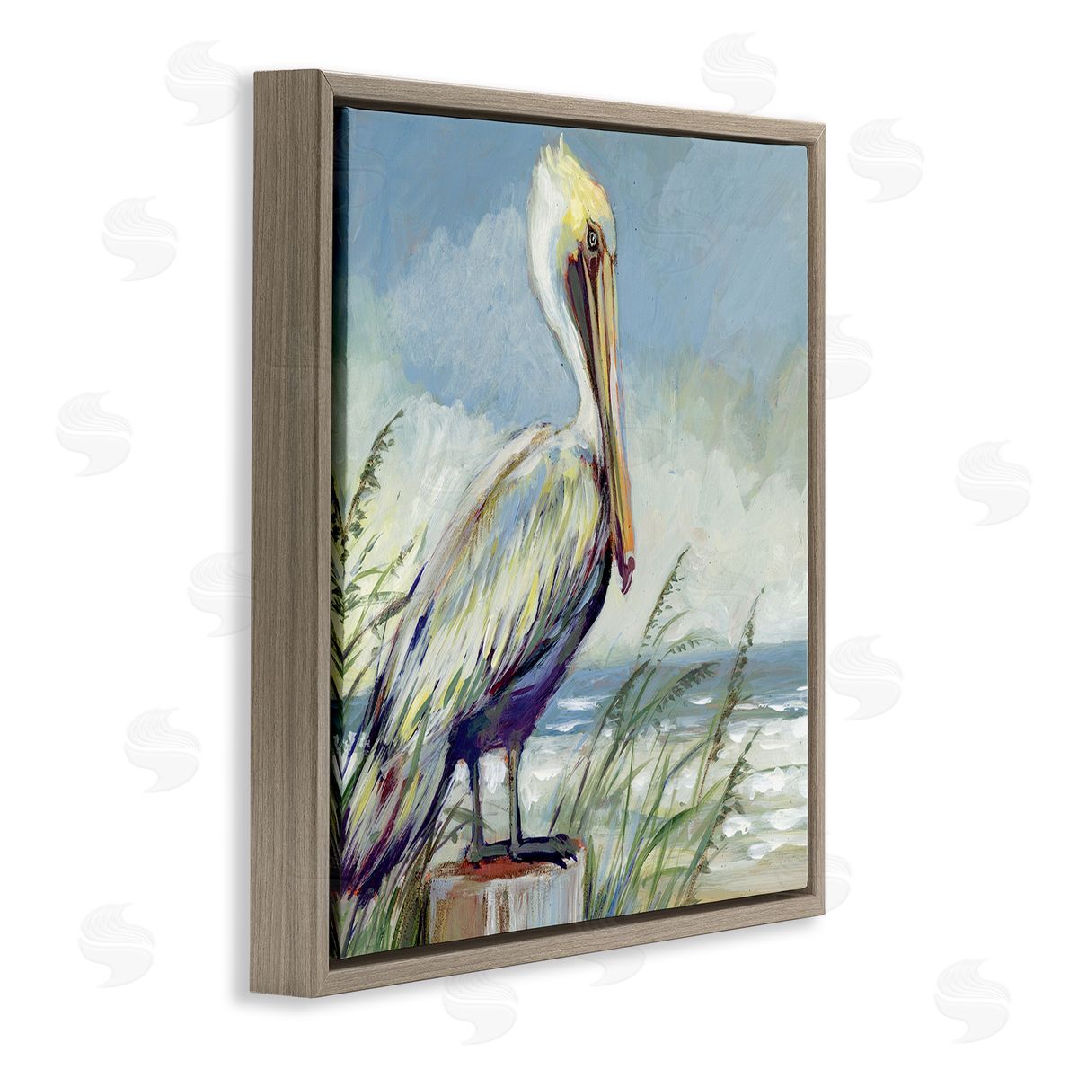 Susan Winget Coastal Pelican Perch Canvas Wall Art Print