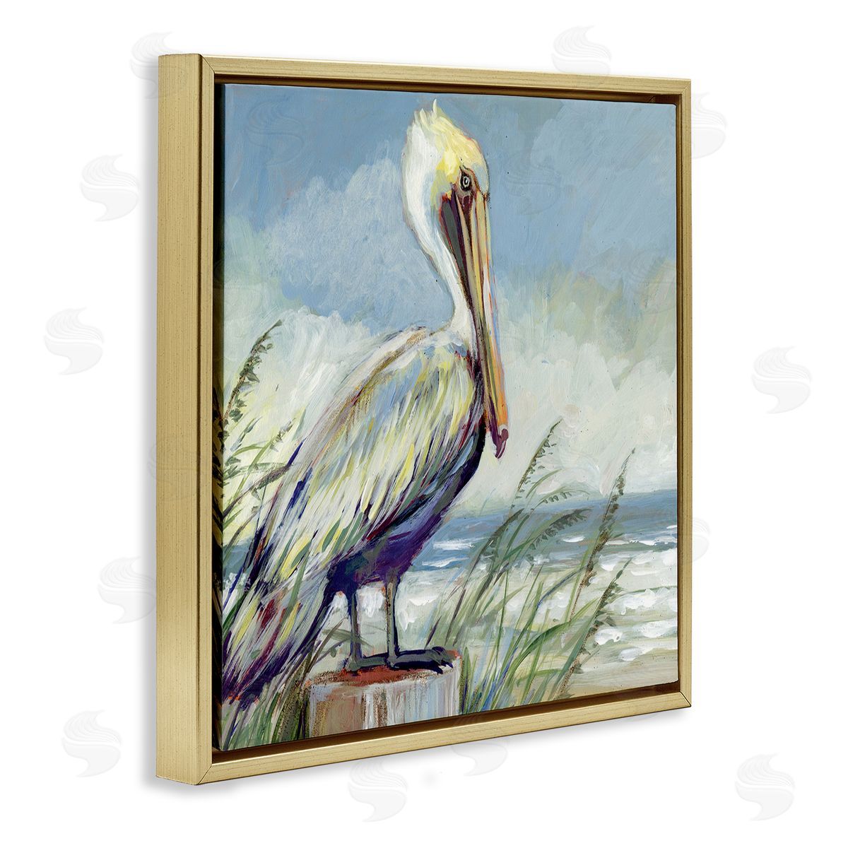 Susan Winget Coastal Pelican Perch Canvas Wall Art Print