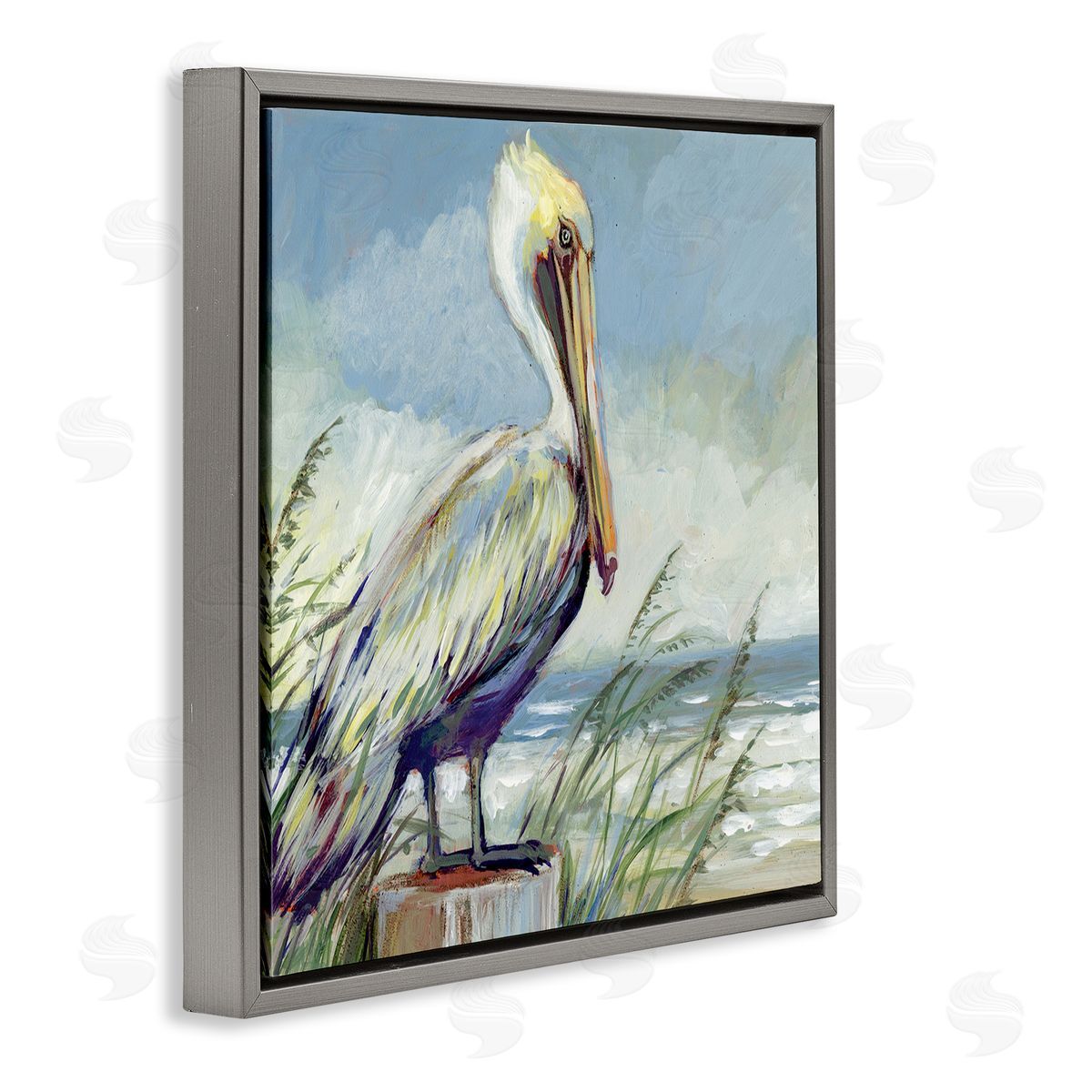 Susan Winget Coastal Pelican Perch Canvas Wall Art Print