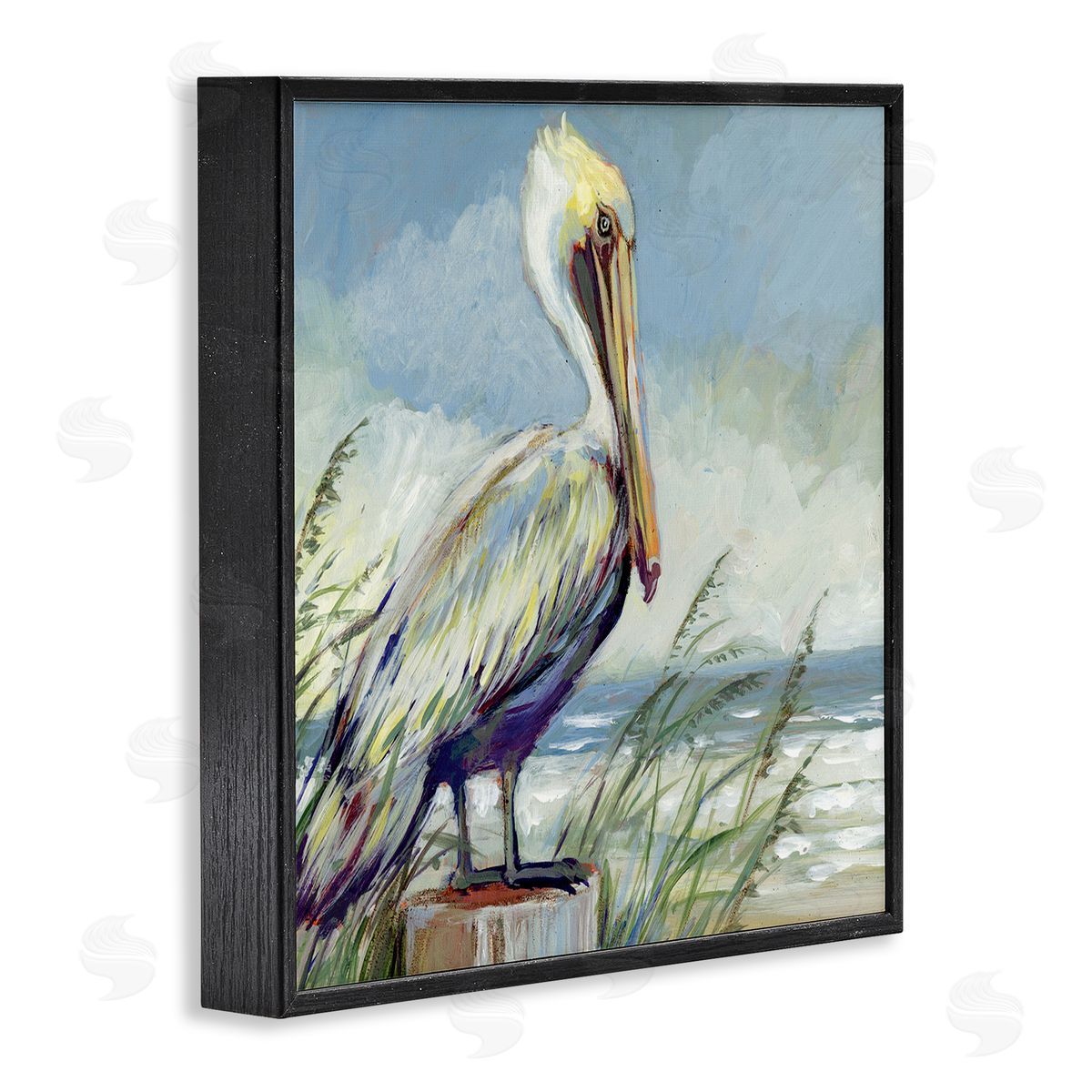 Susan Winget Coastal Pelican Perch Canvas Wall Art Print