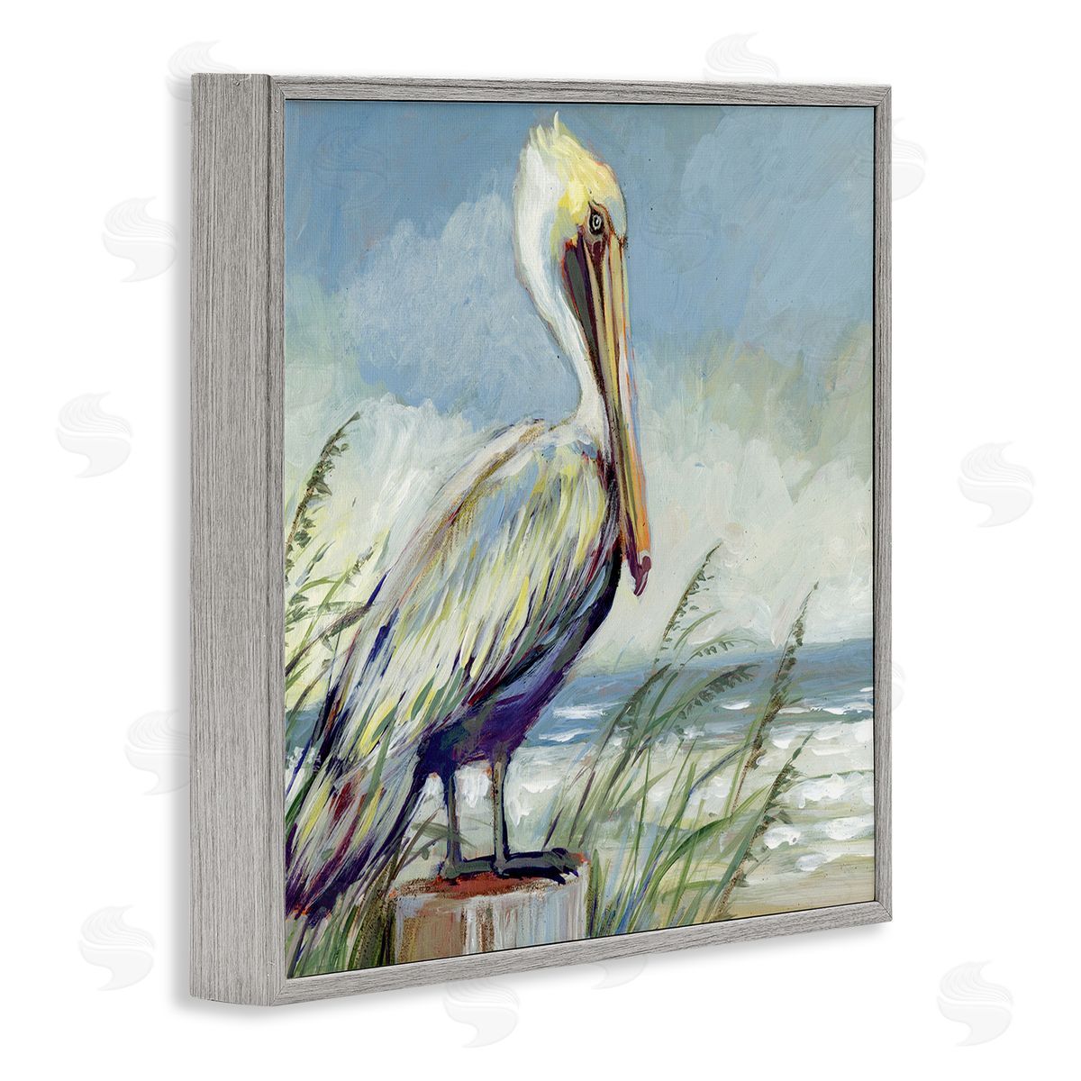 Susan Winget Coastal Pelican Perch Canvas Wall Art Print