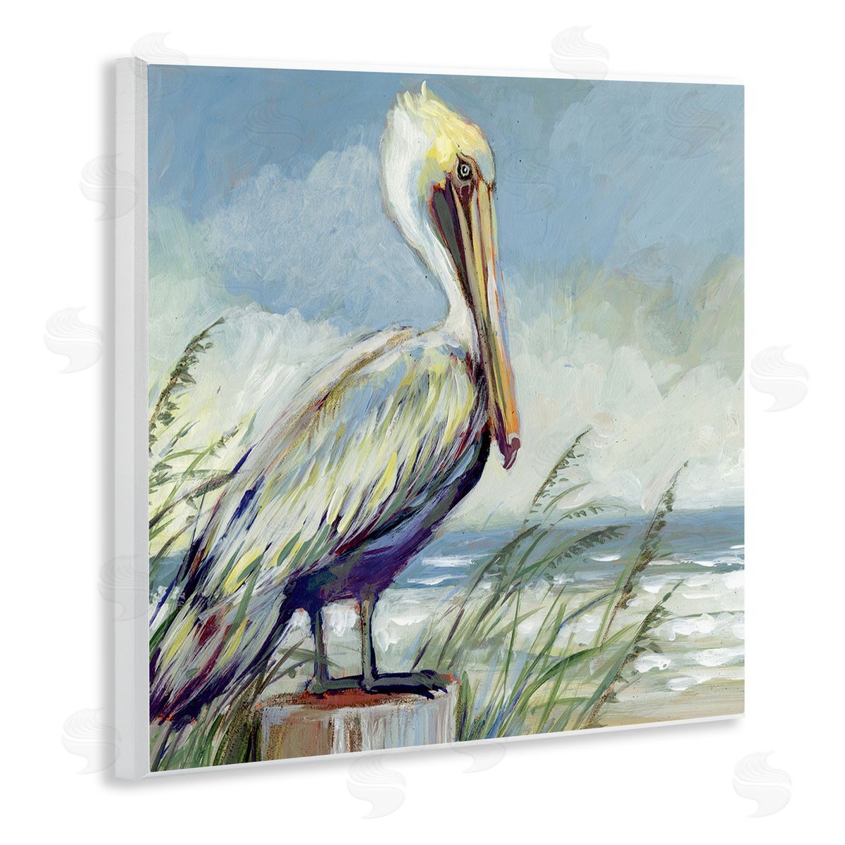 Susan Winget Coastal Pelican Perch Canvas Wall Art Print