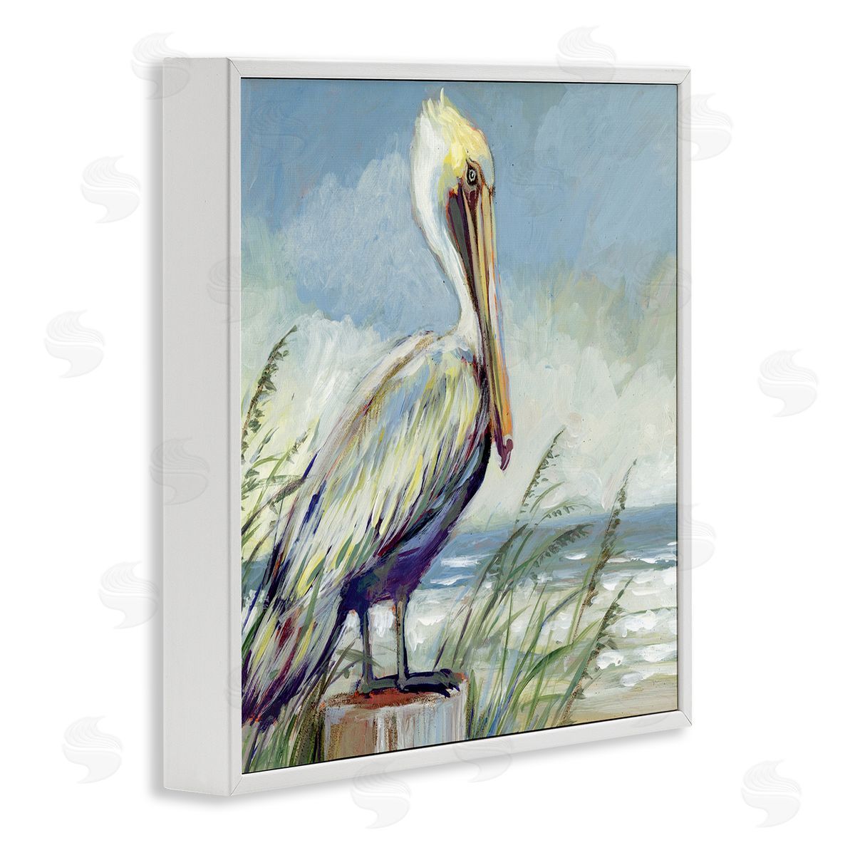 Susan Winget Coastal Pelican Perch Canvas Wall Art Print