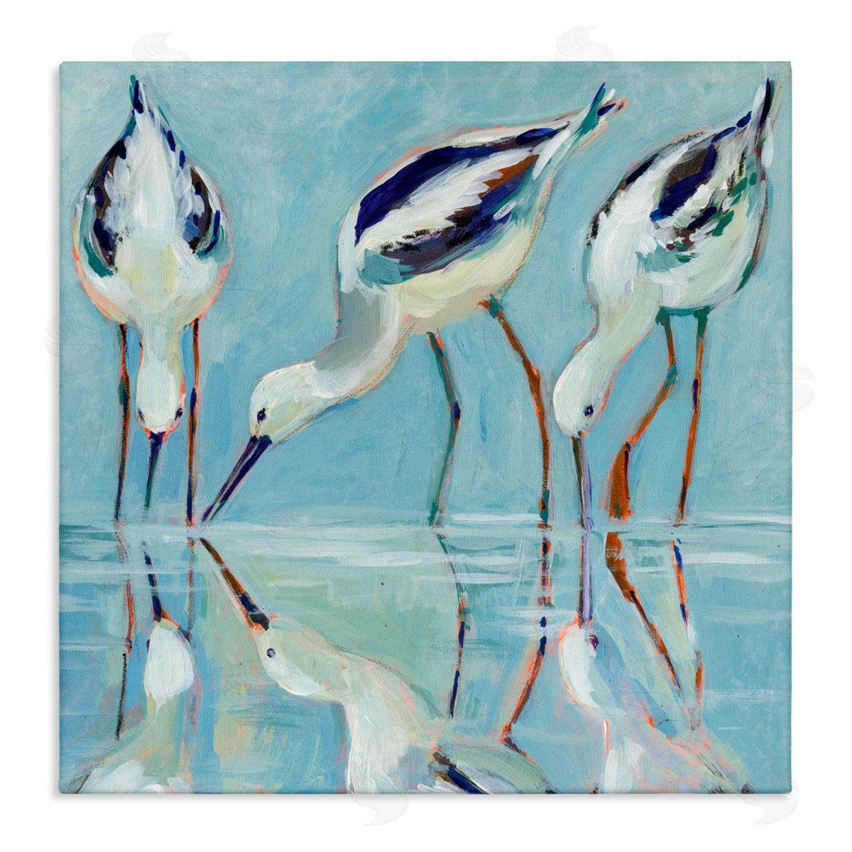 Susan Winget Stilt Birds Water Reflections Canvas Wall Art Print