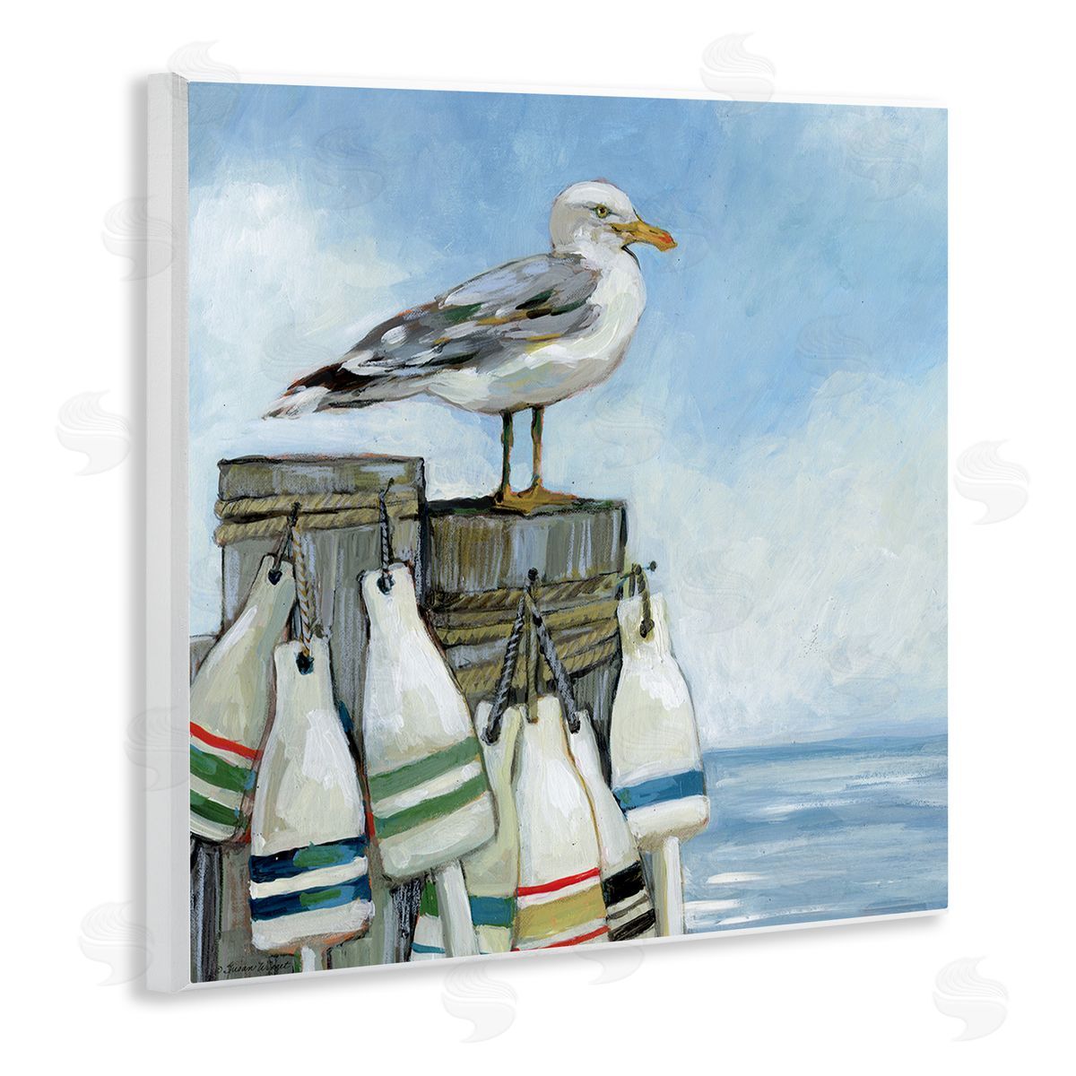 Susan Winget | Seagull On Pier With Buoy