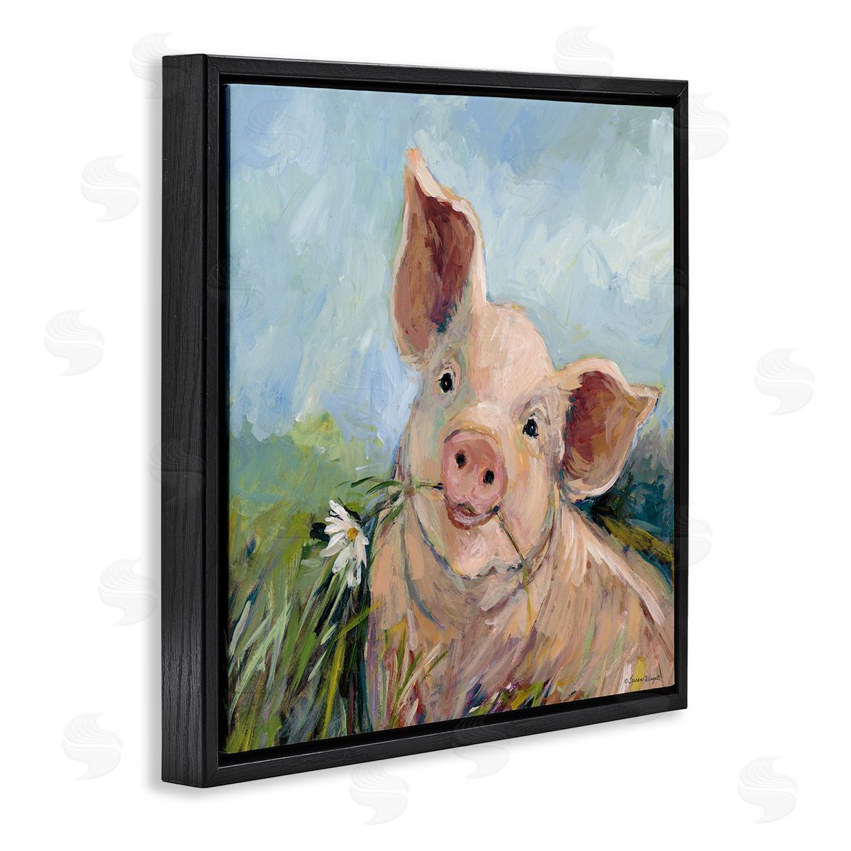 Susan Winget | Whimsical Pig & Daisy Painting