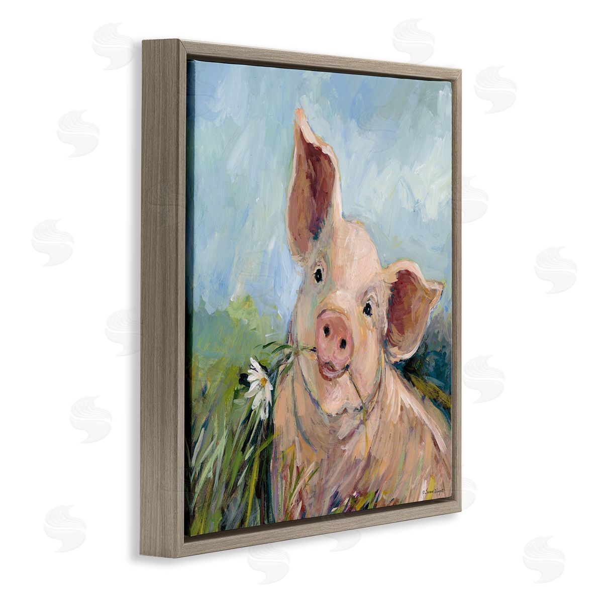 Susan Winget | Whimsical Pig & Daisy Painting