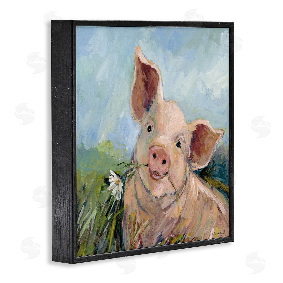 Susan Winget | Whimsical Pig & Daisy Painting
