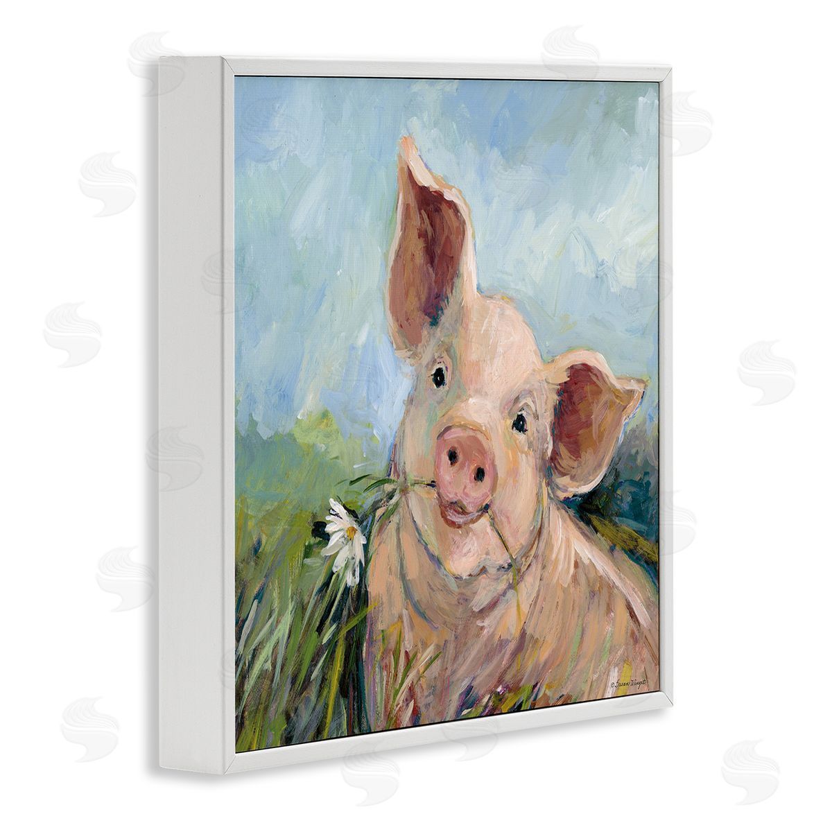 Susan Winget | Whimsical Pig & Daisy Painting