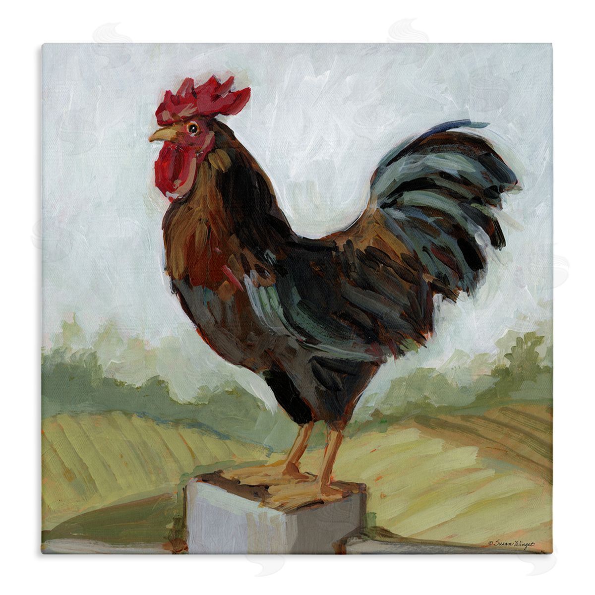 Susan Winget | Rooster Perched On Fence