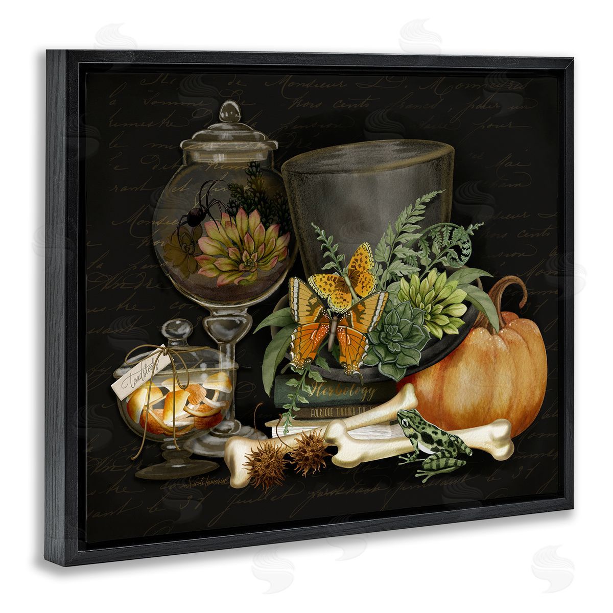Nicole Tamarin Dark Academia Bookstack & Motif Canvas Wall Art Print