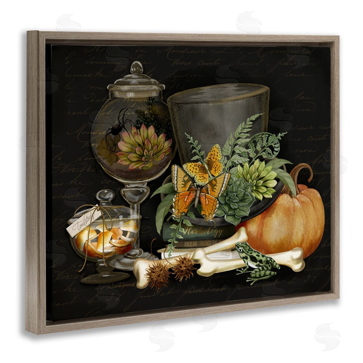 Nicole Tamarin Dark Academia Bookstack & Motif Canvas Wall Art Print