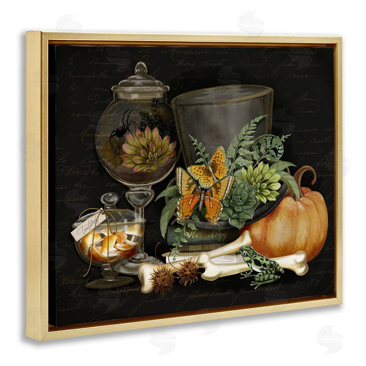 Nicole Tamarin Dark Academia Bookstack & Motif Canvas Wall Art Print