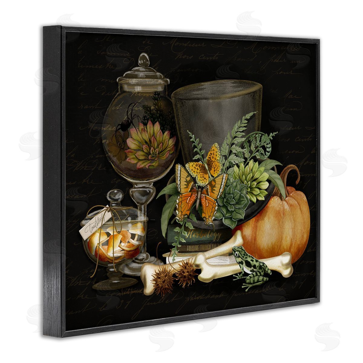 Nicole Tamarin Dark Academia Bookstack & Motif Canvas Wall Art Print