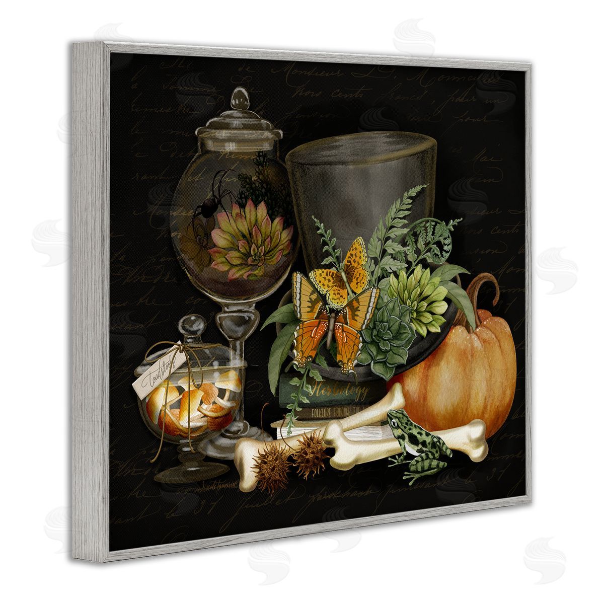 Nicole Tamarin Dark Academia Bookstack & Motif Canvas Wall Art Print