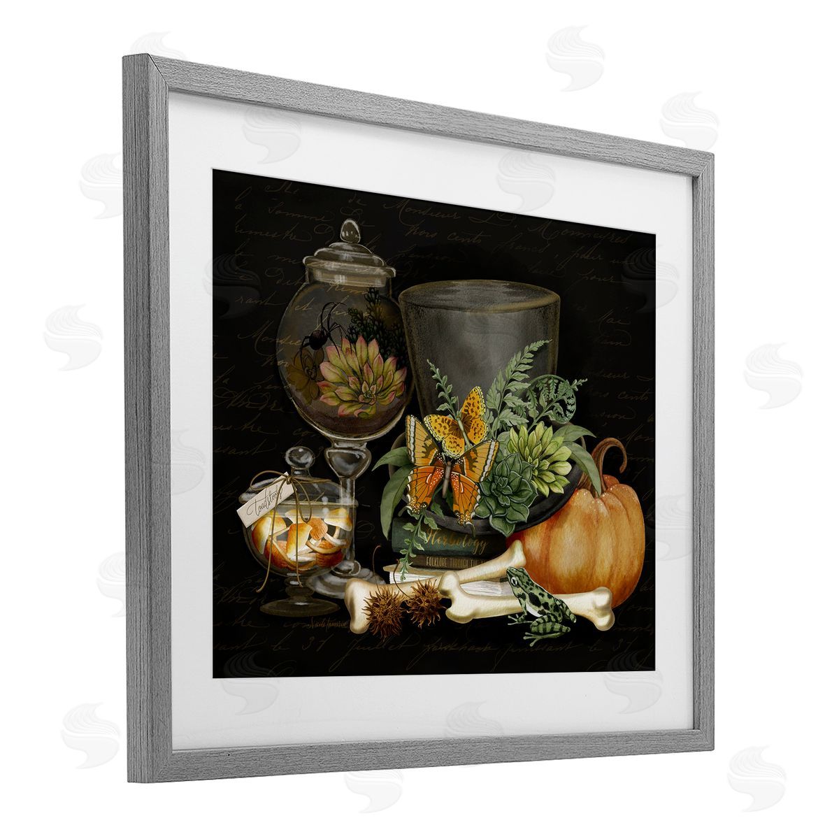Nicole Tamarin Dark Academia Bookstack & Motif Canvas Wall Art Print