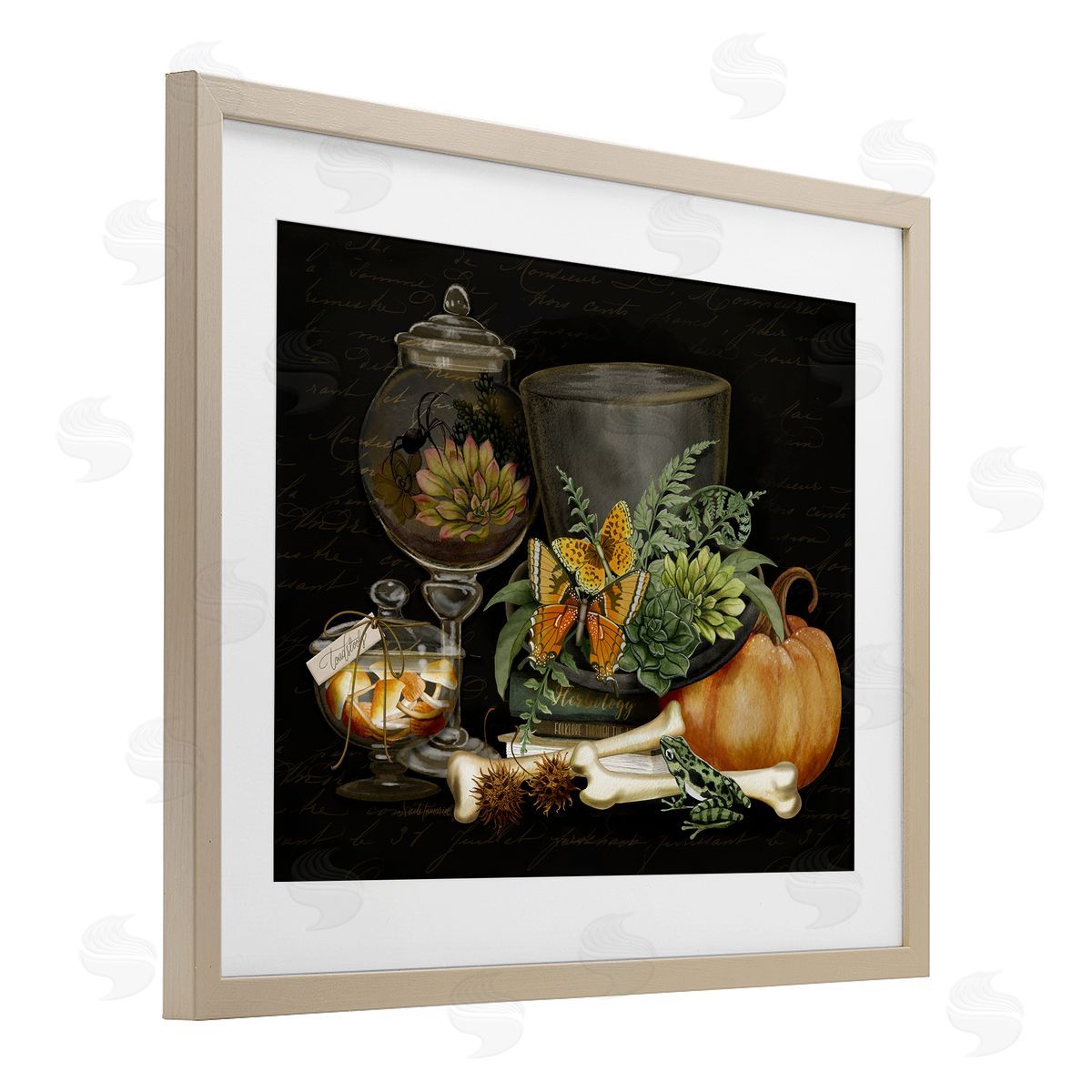 Nicole Tamarin Dark Academia Bookstack & Motif Canvas Wall Art Print