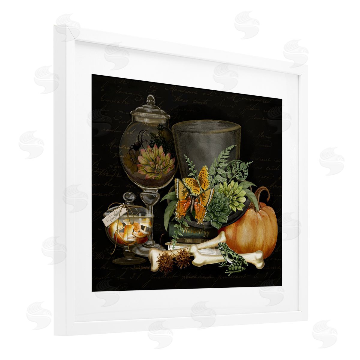 Nicole Tamarin Dark Academia Bookstack & Motif Canvas Wall Art Print