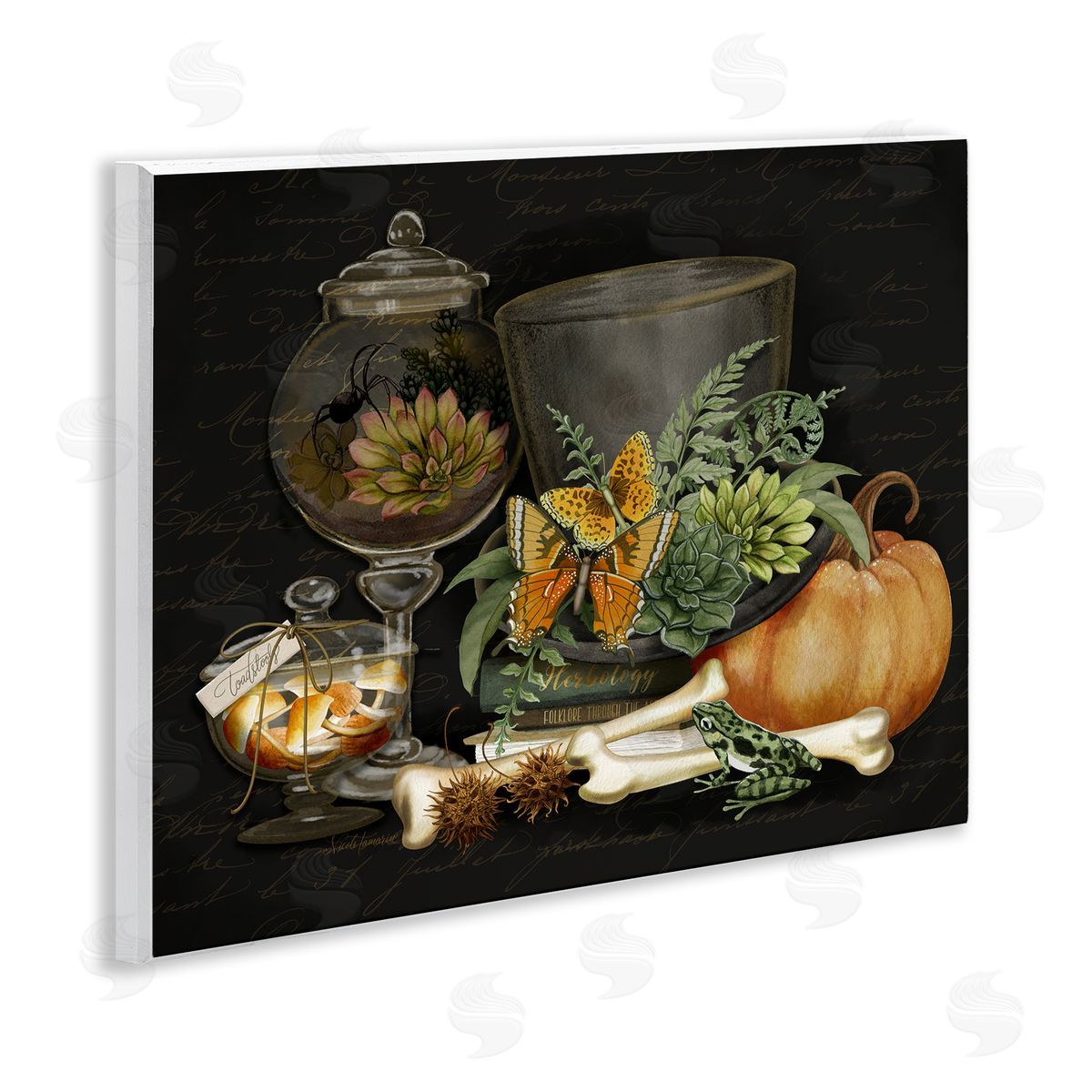 Nicole Tamarin Dark Academia Bookstack & Motif Canvas Wall Art Print