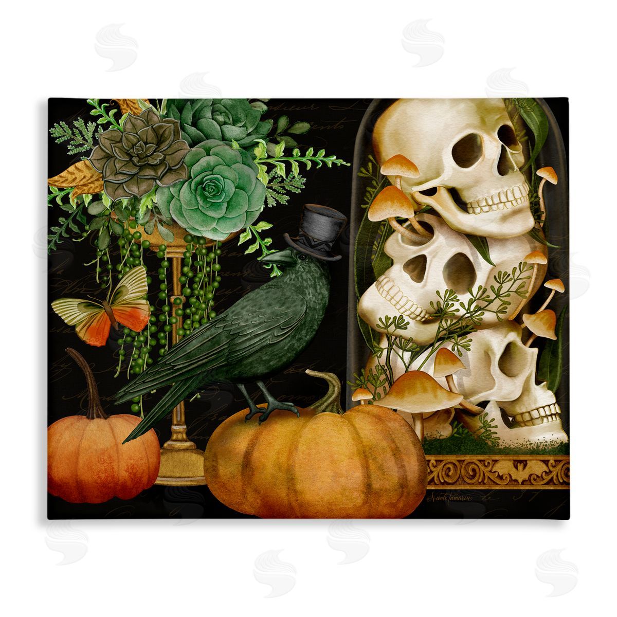 Nicole Tamarin Crow & Skulls Academia Canvas Wall Art Print
