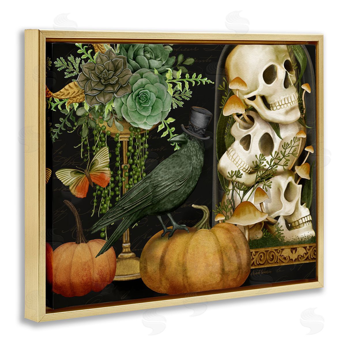 Nicole Tamarin Crow & Skulls Academia Canvas Wall Art Print
