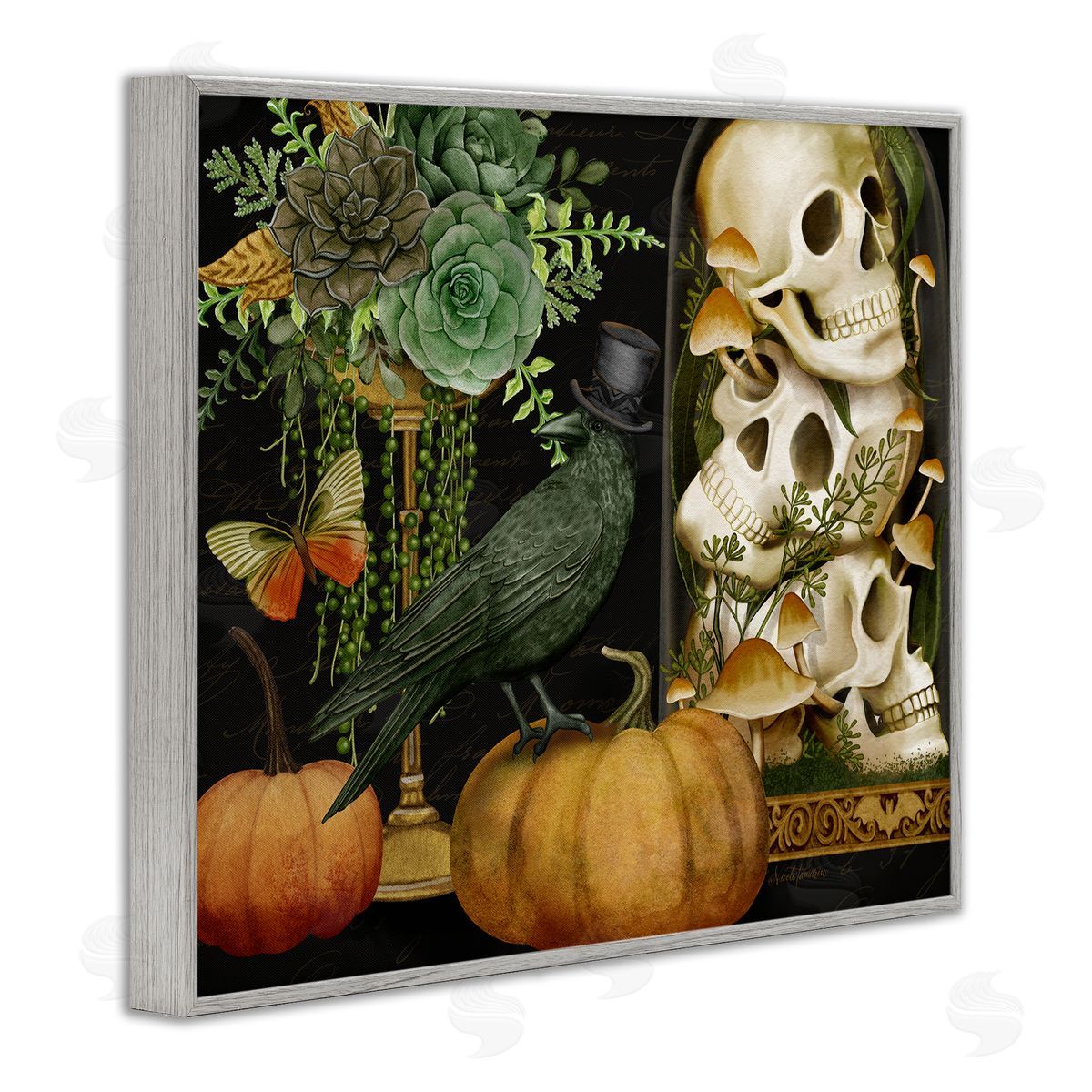 Nicole Tamarin Crow & Skulls Academia Canvas Wall Art Print