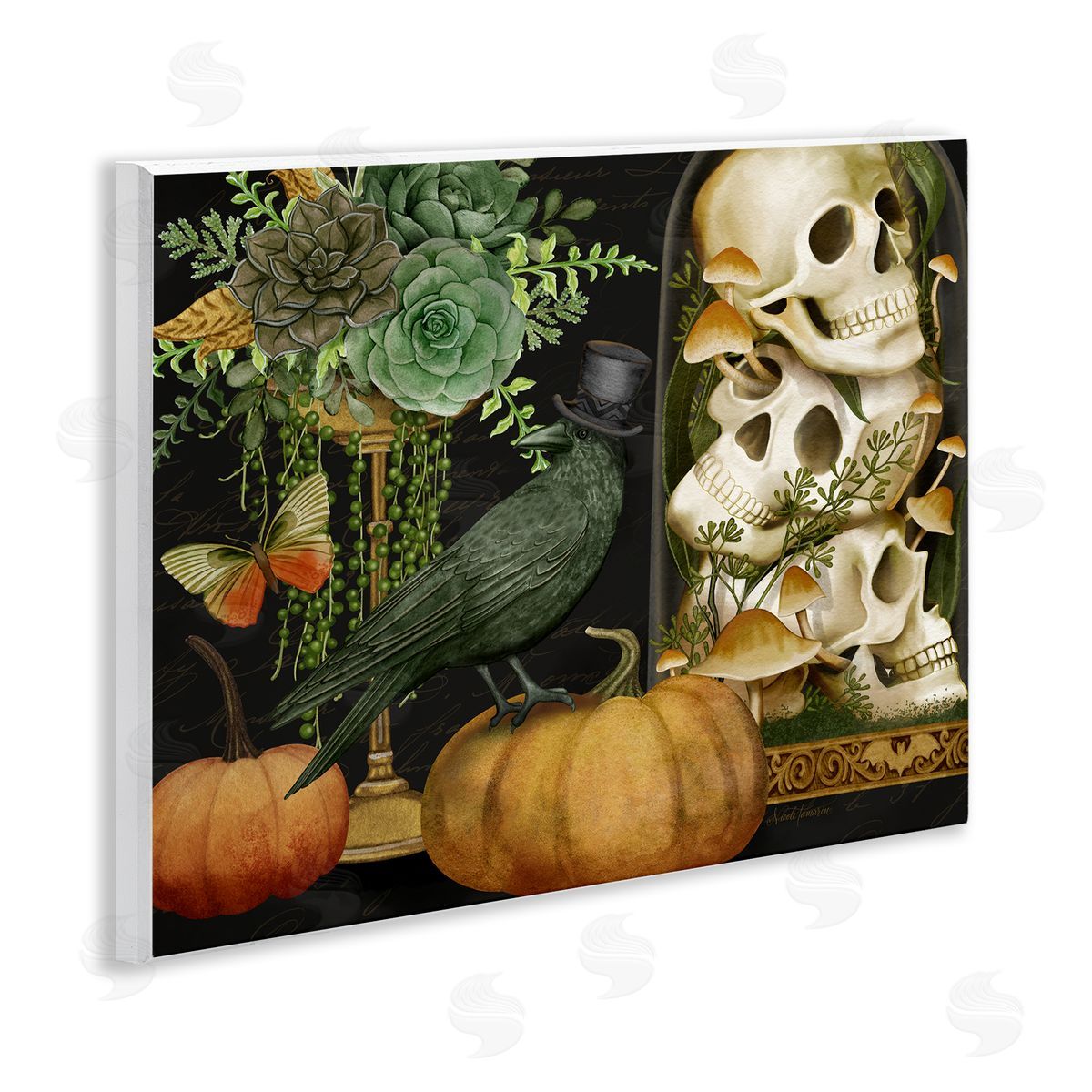 Nicole Tamarin Crow & Skulls Academia Canvas Wall Art Print
