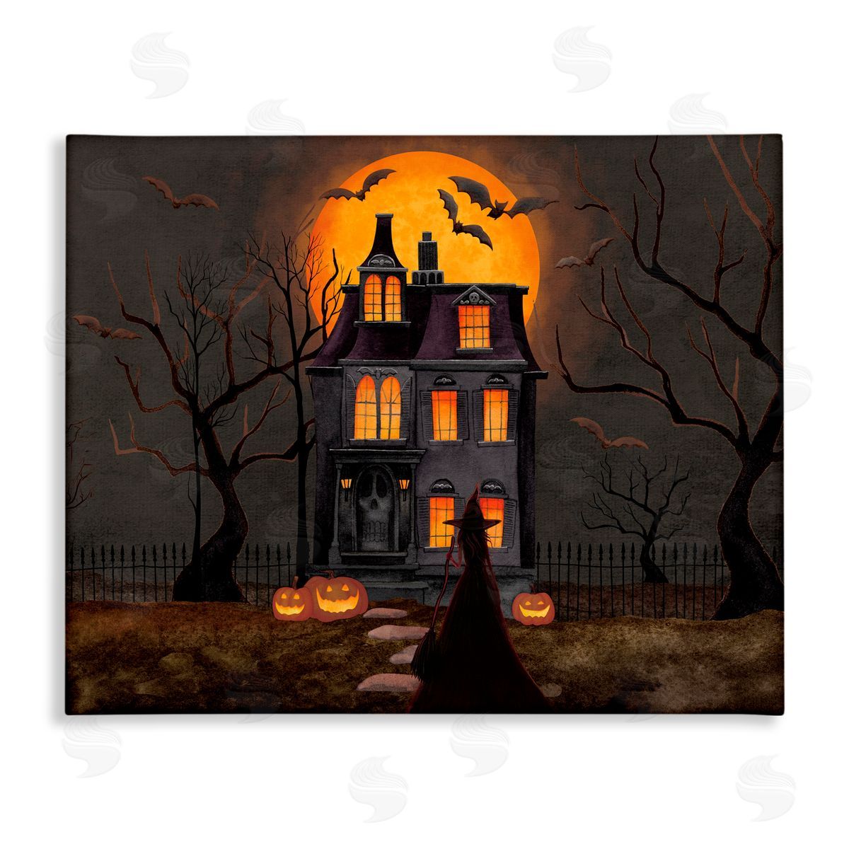Nicole Tamarin Bats Over Haunted Mansion Canvas Wall Art Print