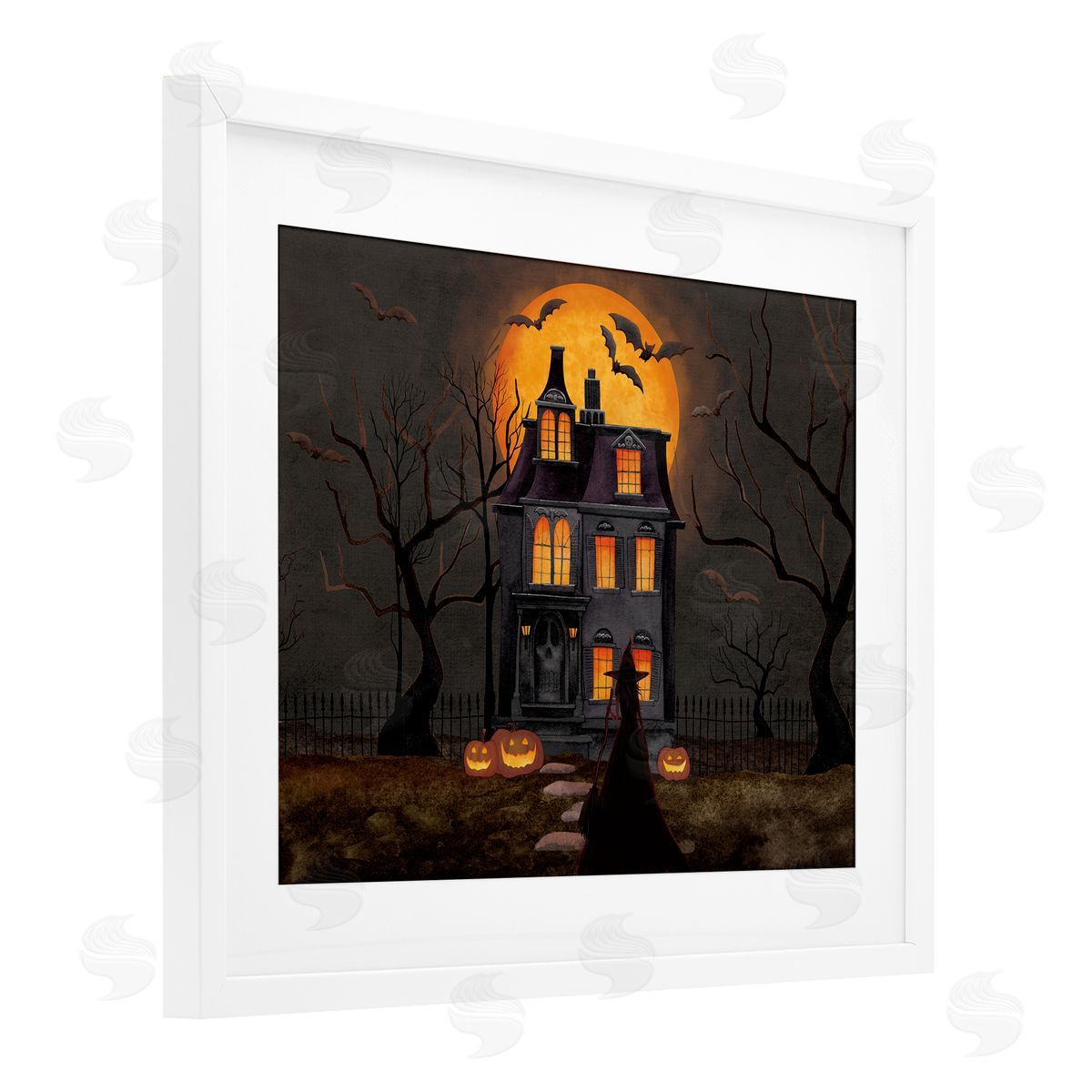 Nicole Tamarin Bats Over Haunted Mansion Canvas Wall Art Print