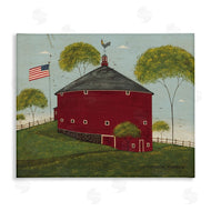 Warren Kimble | Round Barn with USA Flag