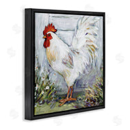 Susan Winget | White Rooster in Flower Garden