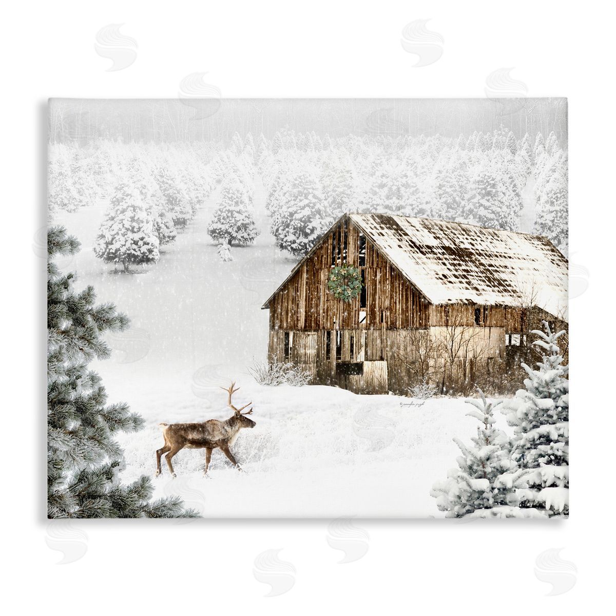 Jennifer Pugh | Winter Whites Cabin with Deer