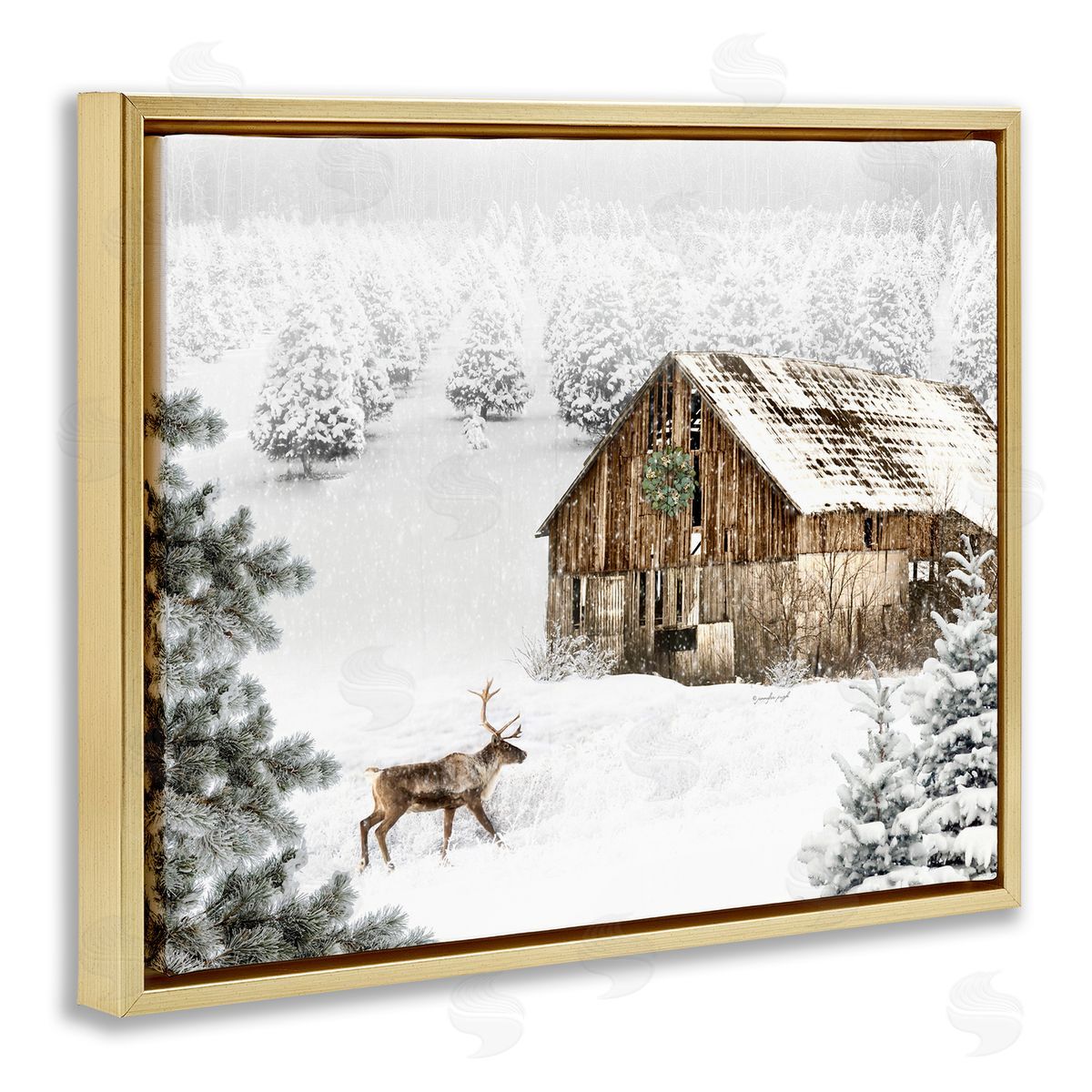 Jennifer Pugh | Winter Whites Cabin with Deer