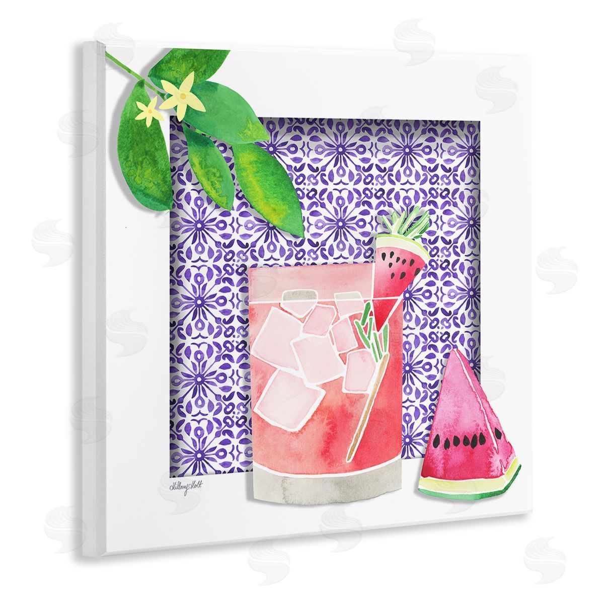 Fruity Watermelon Drink Wood Plaque Wall Art, Home Decor by Hillary Holt