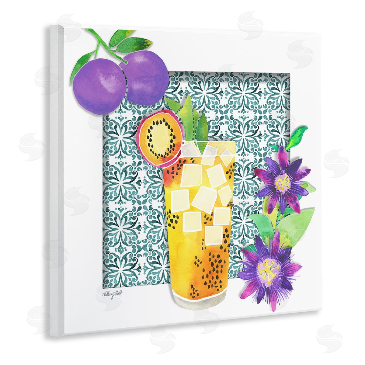 Passion Fruit Cocktail Wood Plaque Wall Art, Home Decor by Hillary Holt