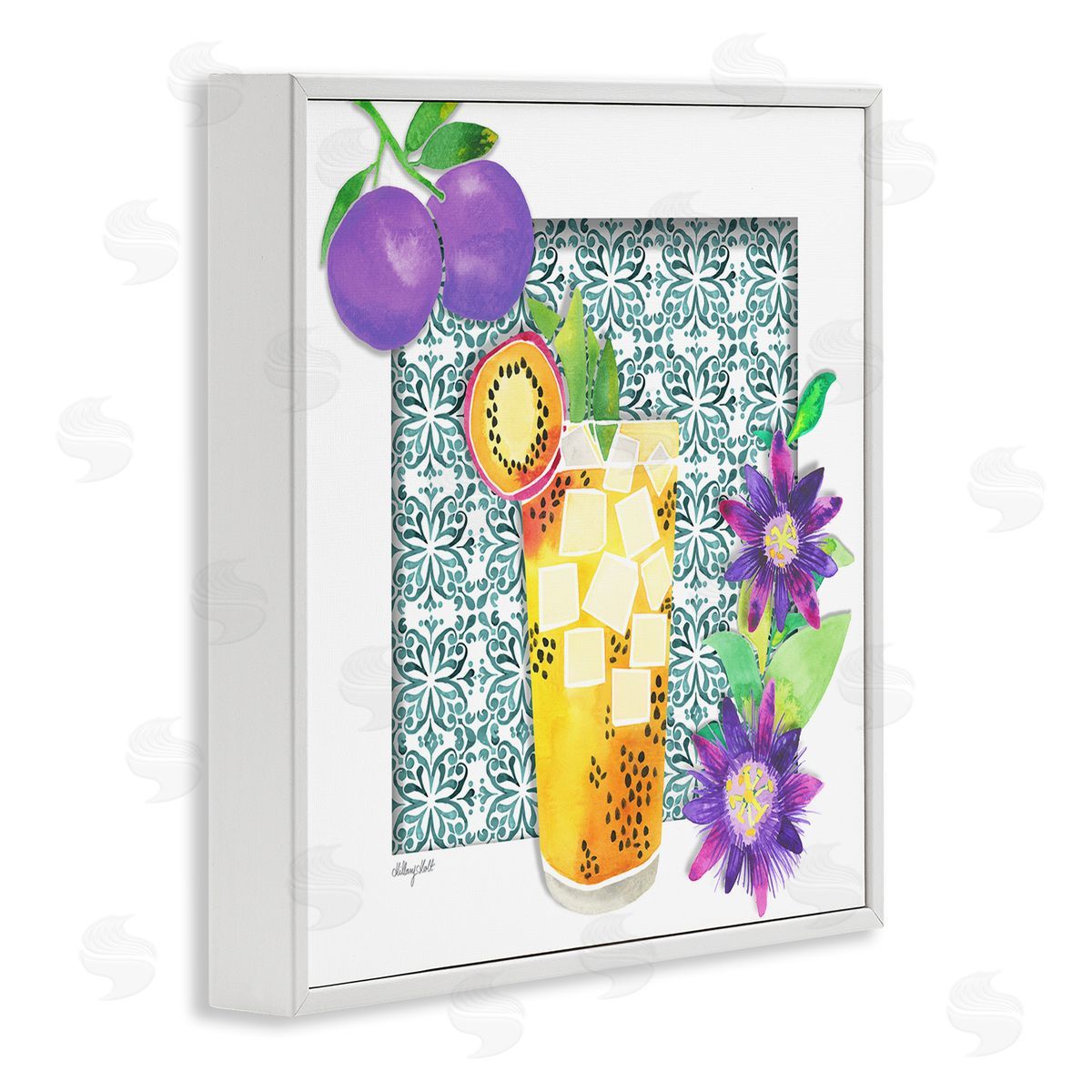 Passion Fruit Cocktail White Frame Print Wall Art, Home Decor by Hillary Holt