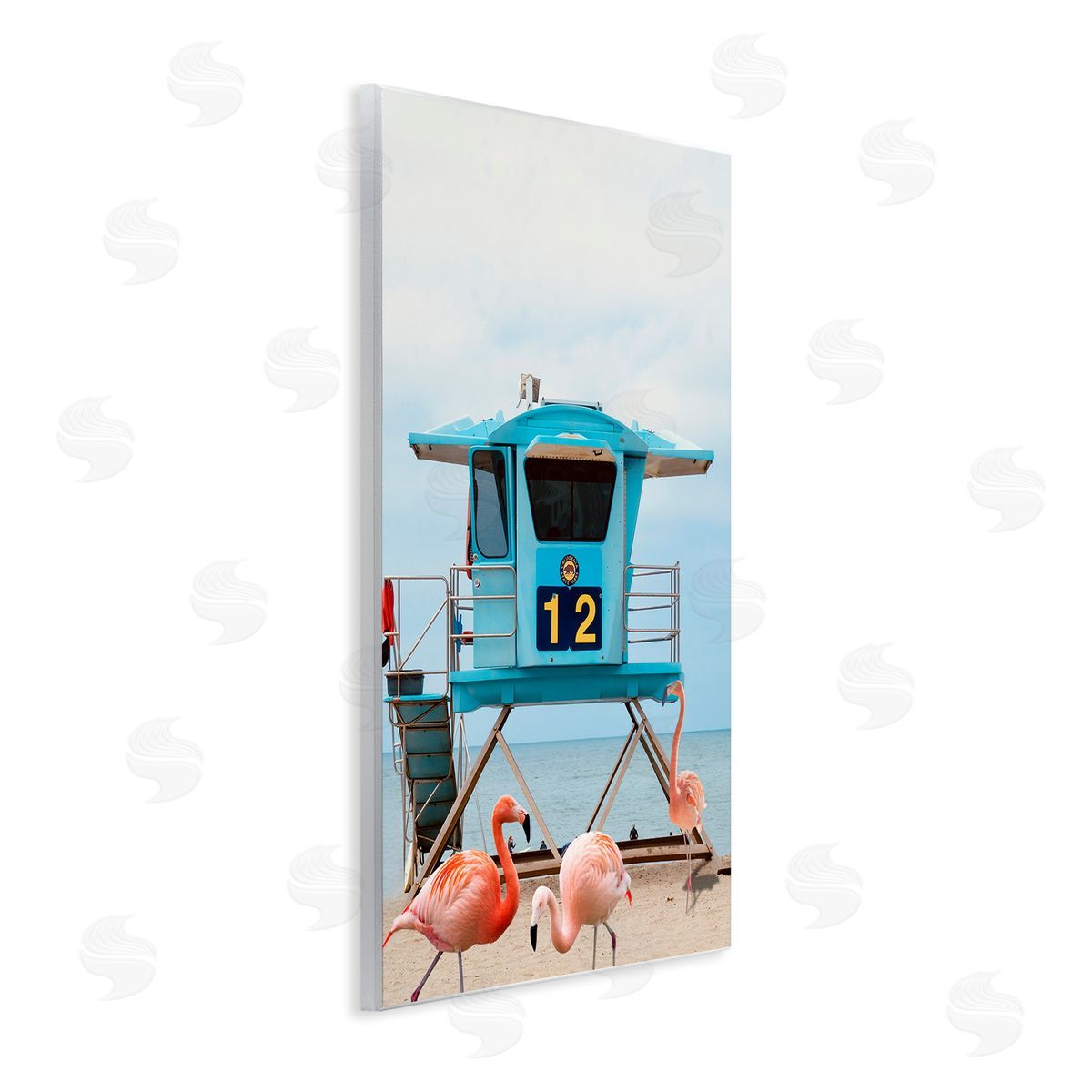 Beach Shore with Flamingoes Wood Plaque Wall Art, Home Decor by Ashley Singleton
