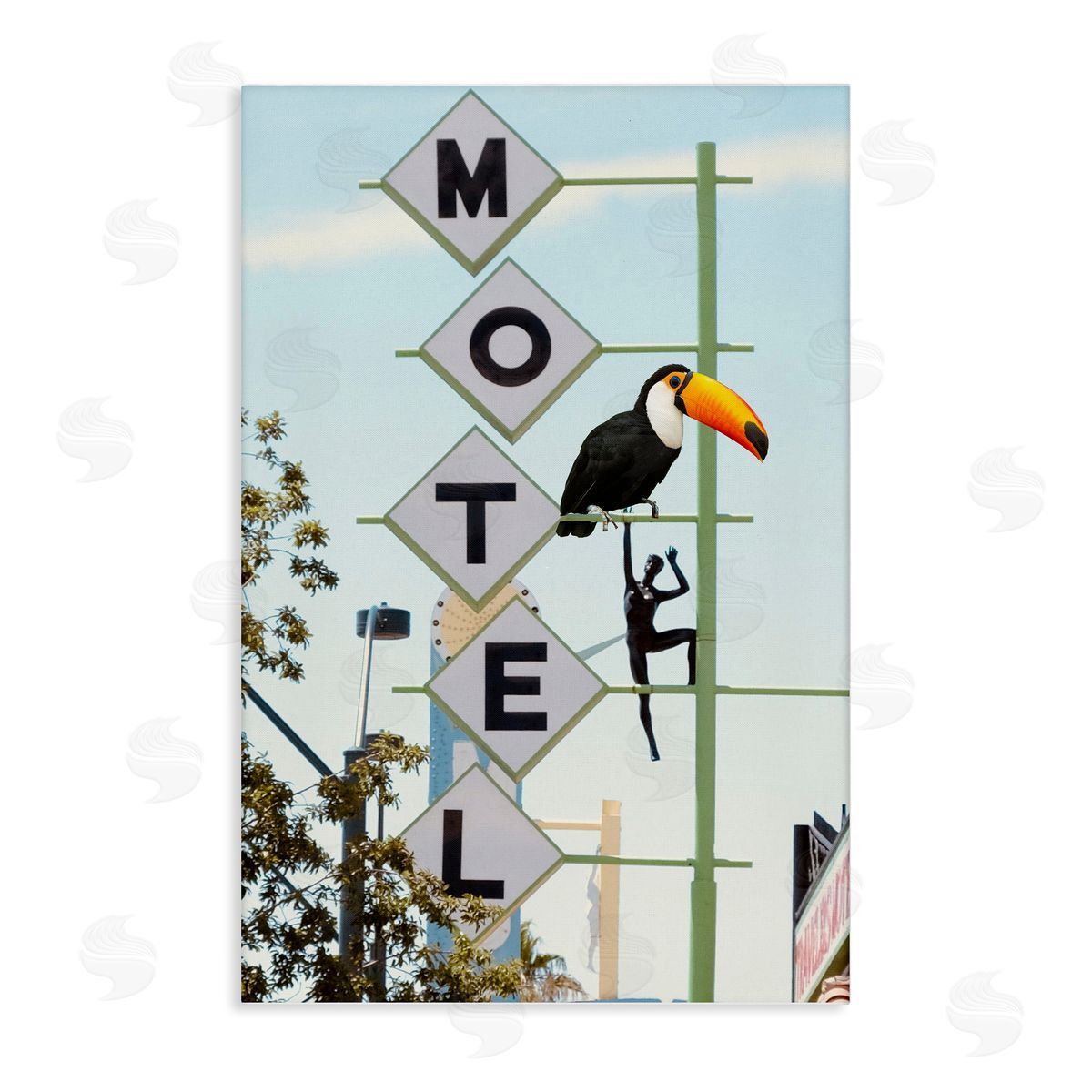 Toucan on Motel Sign Canvas Wall Art, Home Decor by Ashley Singleton