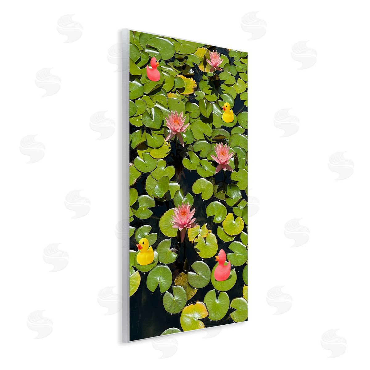 Rubber Ducks on Pond Lilies Wood Plaque Wall Art, Home Decor by Ashley Singleton