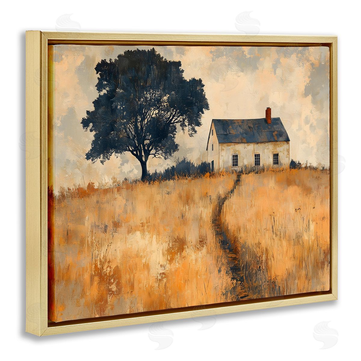 LSR Creative Studio Impressionist House on Hilltop Canvas Wall Art Print