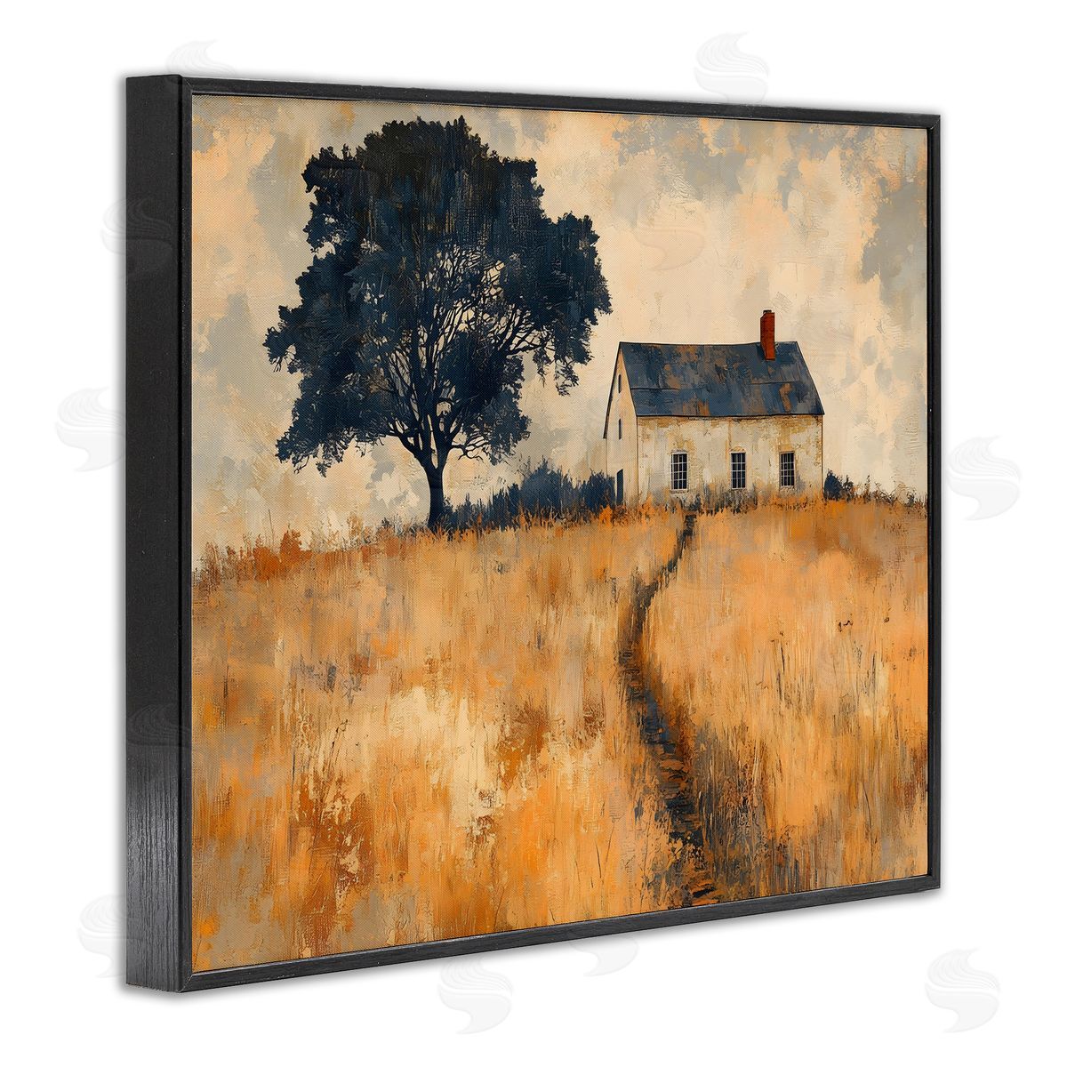 LSR Creative Studio Impressionist House on Hilltop Canvas Wall Art Print