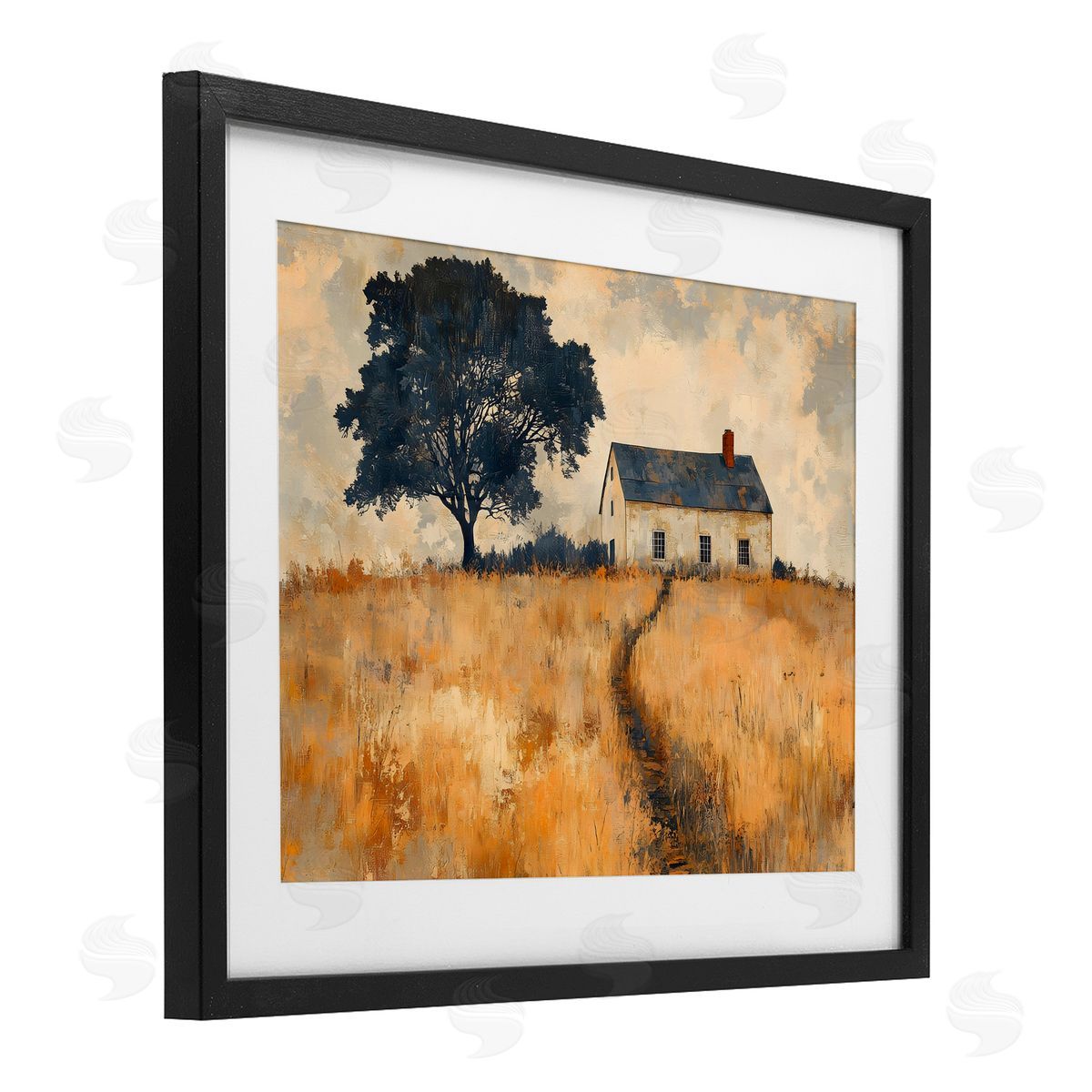 LSR Creative Studio Impressionist House on Hilltop Canvas Wall Art Print