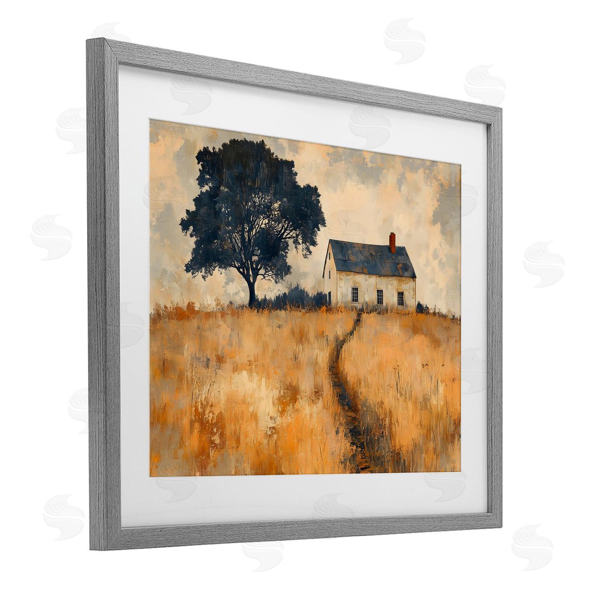 LSR Creative Studio Impressionist House on Hilltop Canvas Wall Art Print