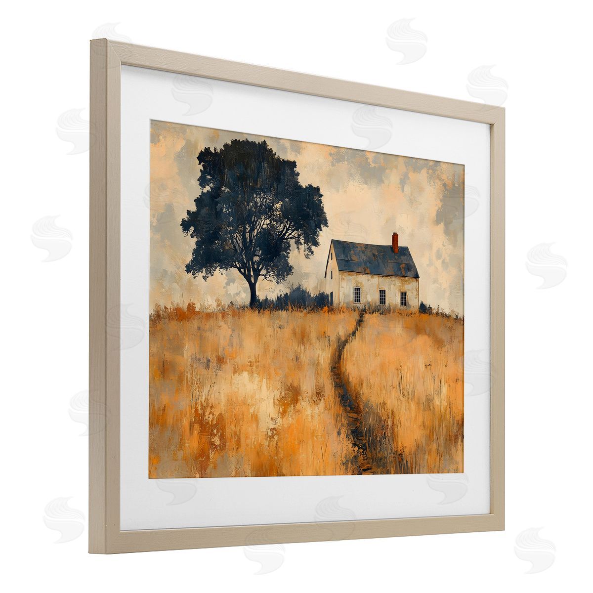 LSR Creative Studio Impressionist House on Hilltop Canvas Wall Art Print