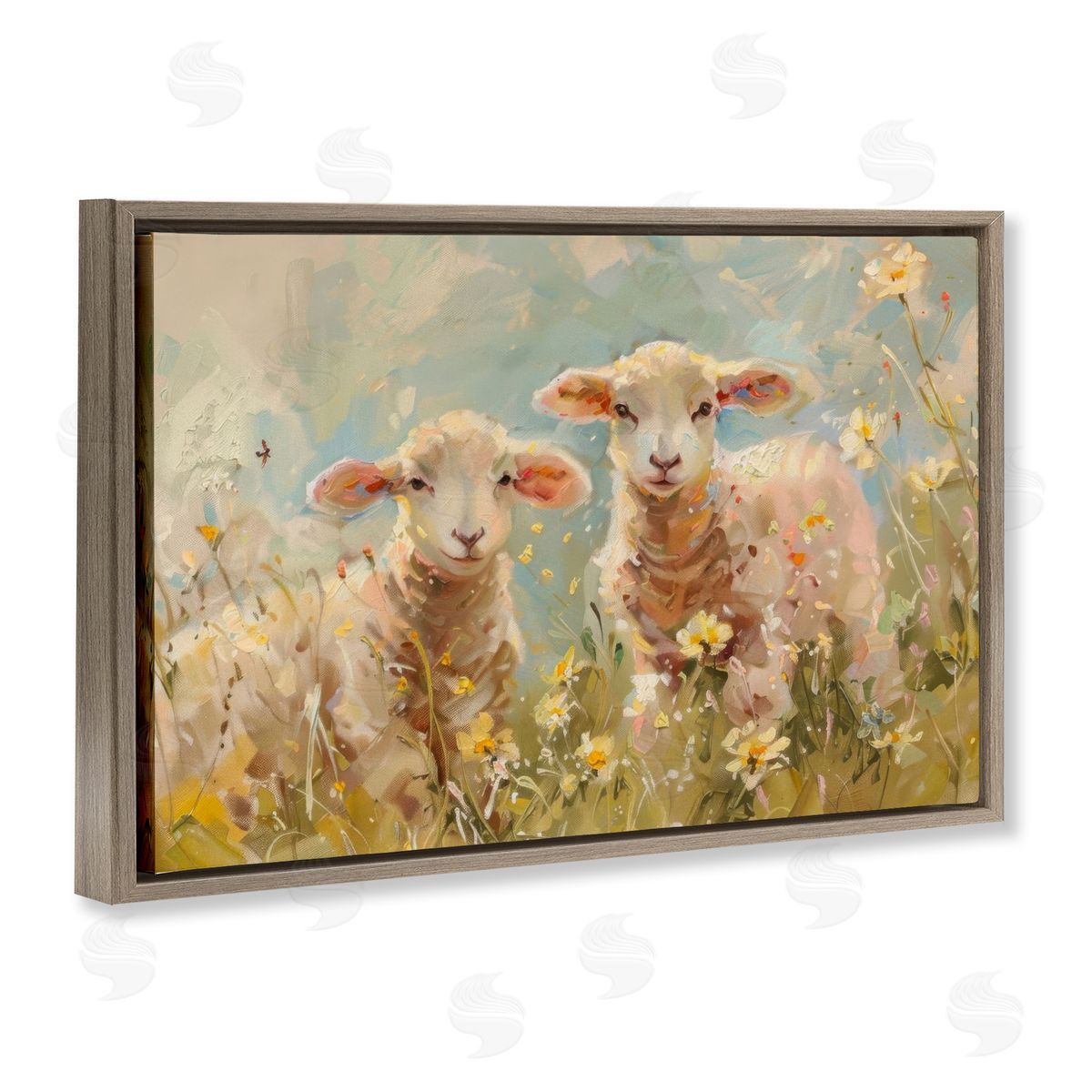 LSR Design Studio Spring Lambs in Meadow Canvas Wall Art Print