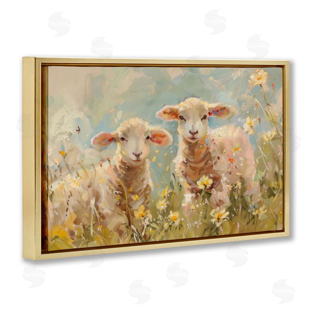 LSR Design Studio Spring Lambs in Meadow Canvas Wall Art Print